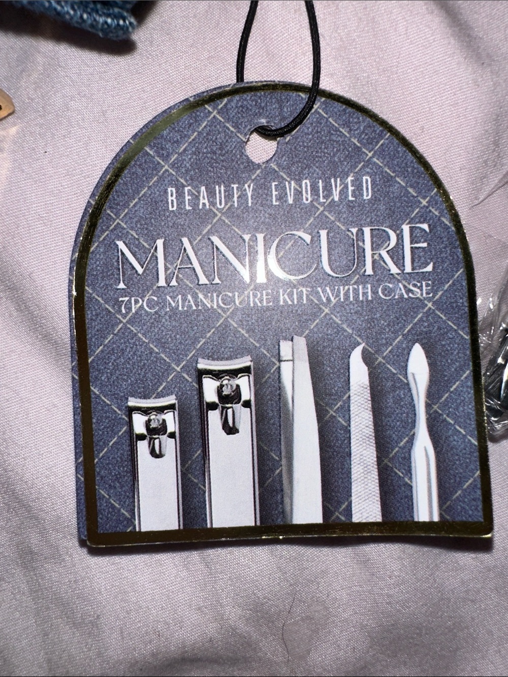 NWT Denim Cherry Key & Card Holder - Blue with Red cherry 4 pc manicure set - Picture 7 of 8